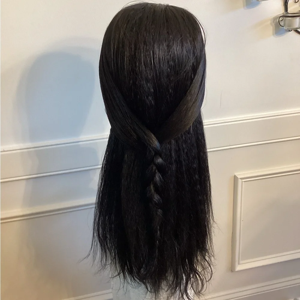 Sleek Black 24-28 inch Synthetic Lace Front Hair Wig (SKU: #1 24-28)